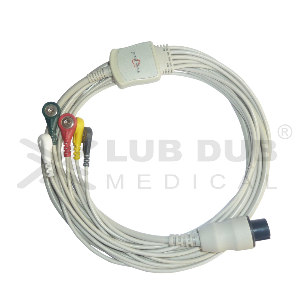5 Lead ECG Cable Compatible with Mindray  6 Pin Snap type - LubdubBazaar