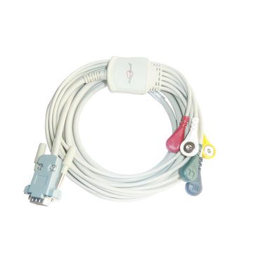 5 Lead ECG Cable Compatible with Schiller Samiks DB9 Snap type