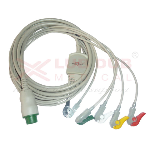 5 Lead ECG Cable Compatible with Schiller Elite 12pin Clip type